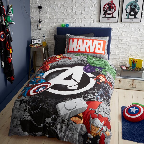 Marvel Avengers 100% Cotton Duvet Cover and Pillowcase Set MultiColoured