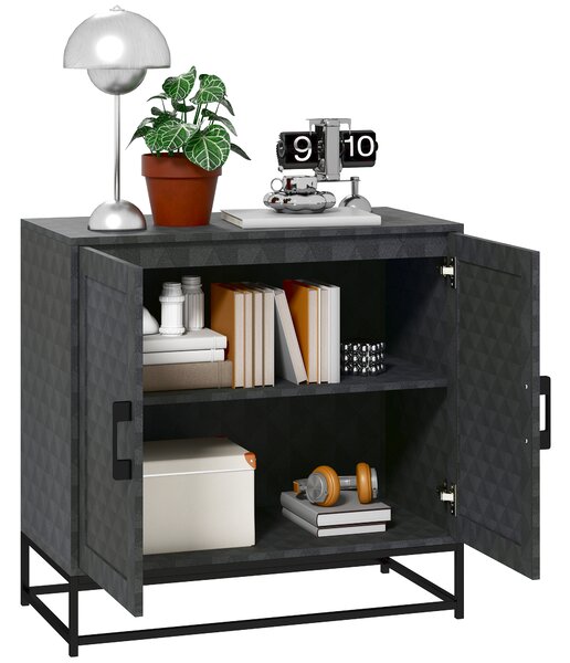 HOMCOM Modern Sideboard, Freestanding Sideboard Storage Cabinet with Adjustable Shelf and 2 Doors for Living Room, Black