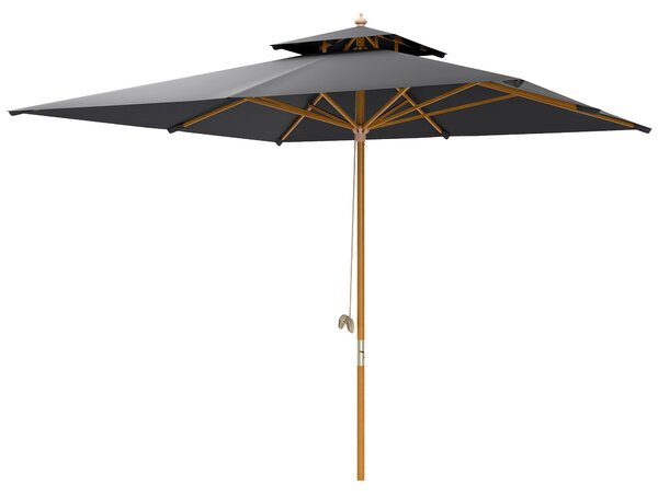 Outsunny 3x3(m) Garden Sun Umbrella with Double Tier - Black
