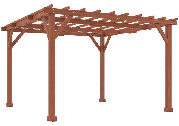 Outsunny 3.3 x 3.3(m) Wooden Pergola Kit, Graden Pergola Gazebo Grape Trellis with Stable Structure for Climbing Vines, Flowers