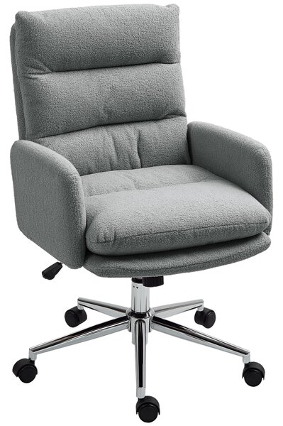 HOMCOM 91-99cm Sherpa Fleece Office Chair - Grey
