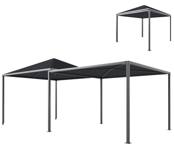 Outsunny 3 x 3 or 3 x 6m Garden Gazebo with Extendable Awning and Wheels, UPF30+ Outdoor Metal Gazebo Canopy Shelter for BBQ, Event, Party