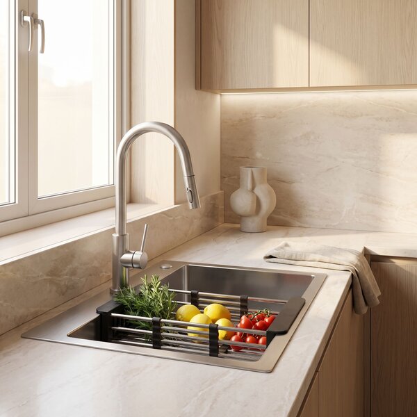 Steel sink with 3-piece accessory set REA Liam Brush Nickel