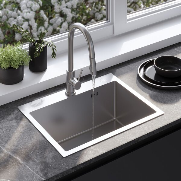 Steel sink with 3-piece accessory set REA Liam Brush Nickel