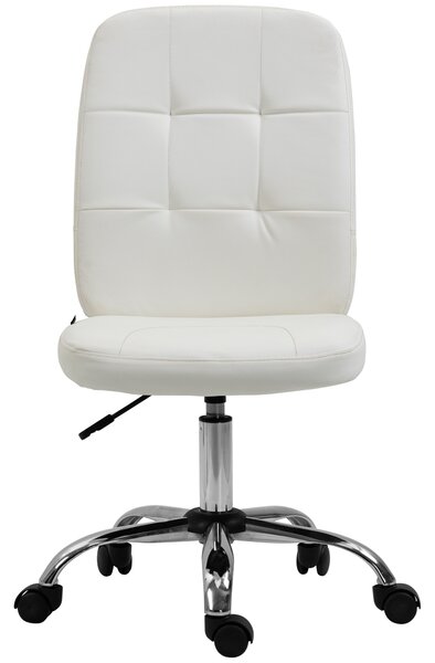 Vinsetto Home Office Chair, Faux Leather Desk Chair with Adjustable Height, Computer Desk Chair, Armless, White Aosom UK