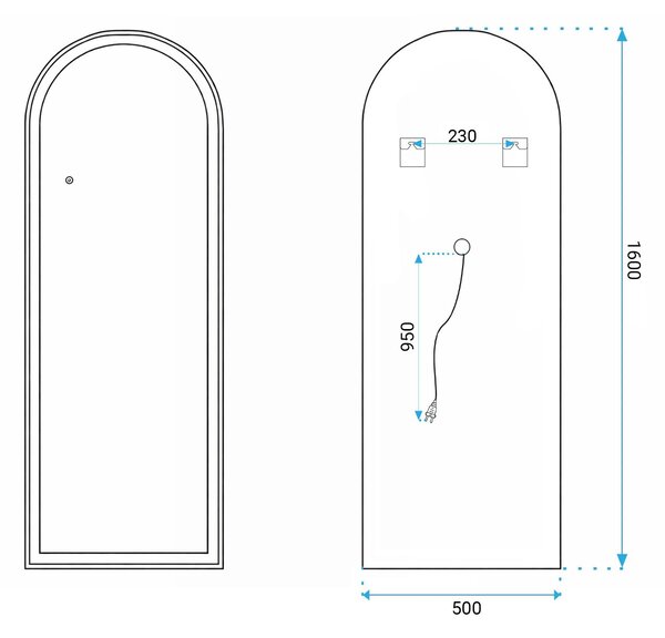 Mirror LED Orbit 50x160cm Black