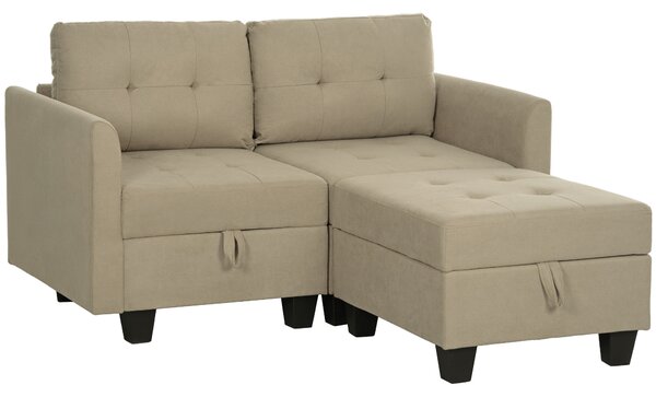 HOMCOM 'L' Shape Modular Storage Sofa - Light Brown