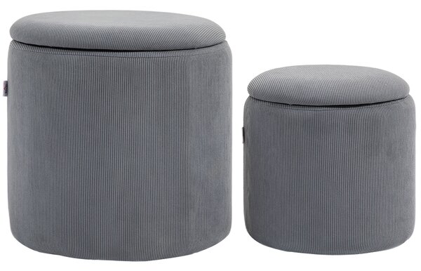 HOMCOM Modern Storage Ottoman with Removable Lid - Light Grey