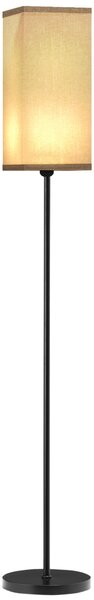 HOMCOM Floor Lamp, Modern Standing Lamp with Linen Shade, Tall Lamps for Living Room, Bedroom, with Foot Switch, Bulb not Included, Black