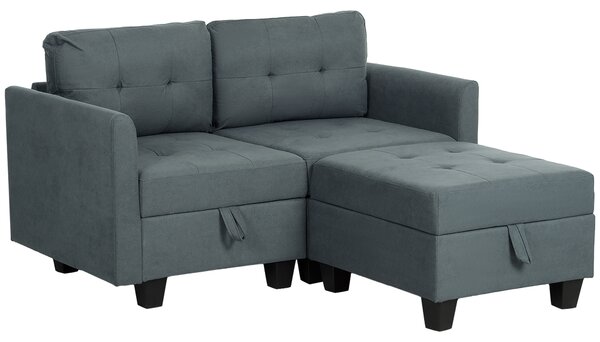 HOMCOM 'L' Shape Modular Storage Sofa - Dark Grey