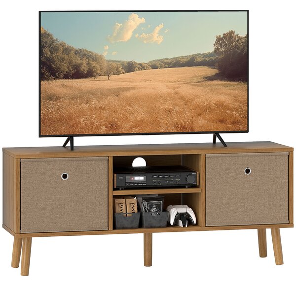 HOMCOM TV Cabinet Stand Unit for TVs up to 50'' with Foldable Drawers, Entertainment Centre for Living Room Brown