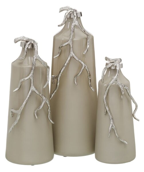 Bottle Beige Silver Aluminium Crystal 17 x 16 x 44 cm Decorative