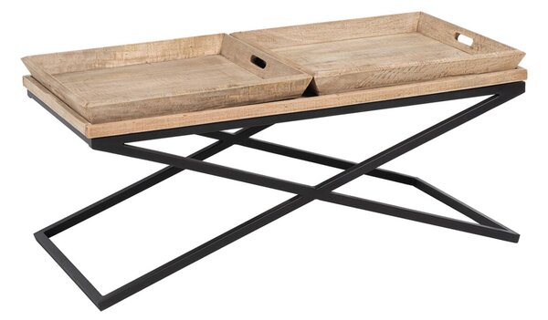 Centre Table Black Natural 120 x 60 x 53 cm