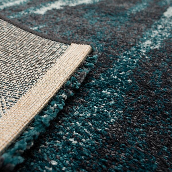 Softness near black/peacock blue Rug 120x160