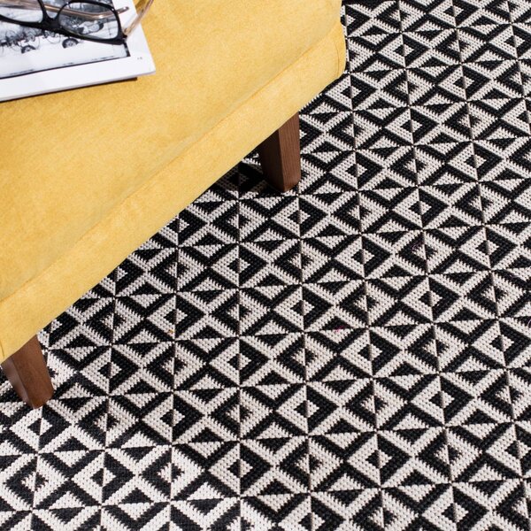 Rug Modern Geometric black/wool 160x230cm