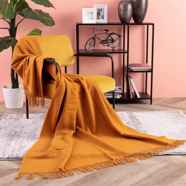 Zeeland blanket 140x200cm melange mustard