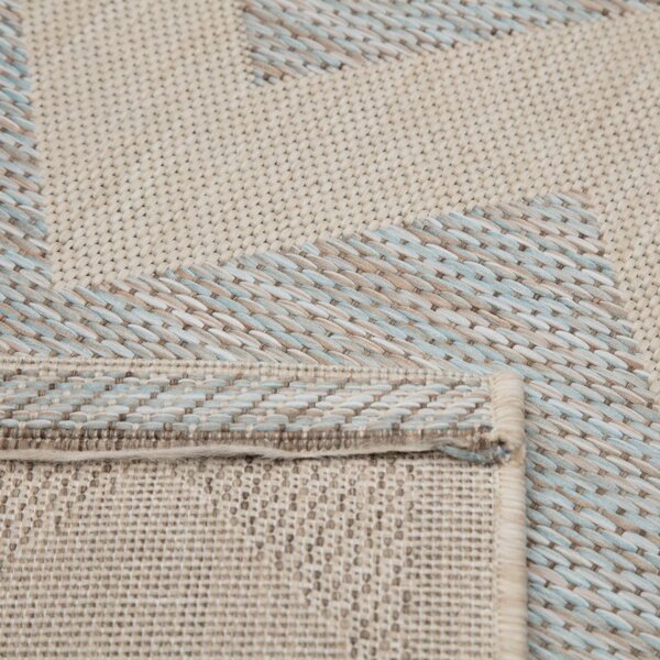 Modern Chevron Wool Beige/Ice Blue Area Rug 160x230 cm