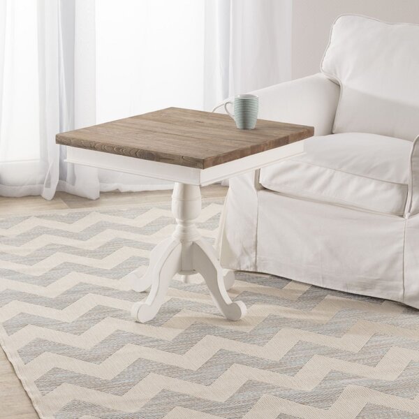 Modern Chevron Wool Beige/Ice Blue Area Rug 160x230 cm