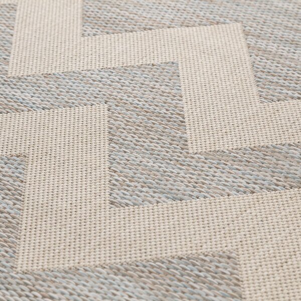 Modern Chevron Wool Beige/Ice Blue Area Rug 160x230 cm