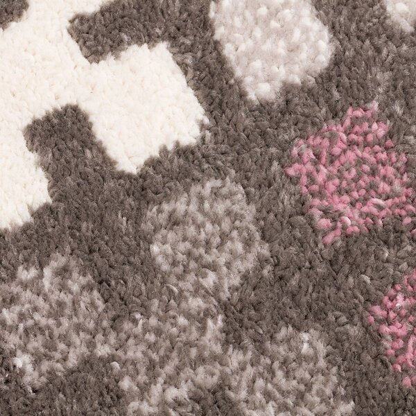 Modern Puzzle Charisma Rose & Frost Grey Area Rug 135x190cm