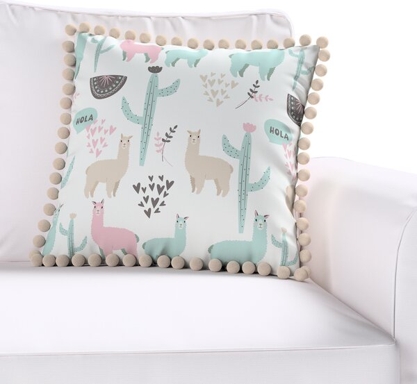 Daisy cushion covers with pom poms