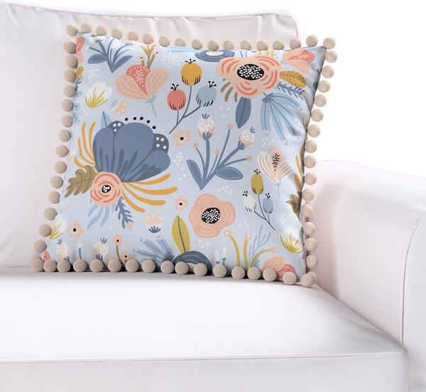 Daisy cushion covers with pom poms