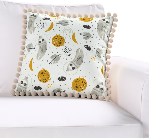 Daisy cushion covers with pom poms