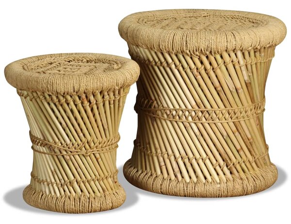 Stools 2 pcs Bamboo and Jute