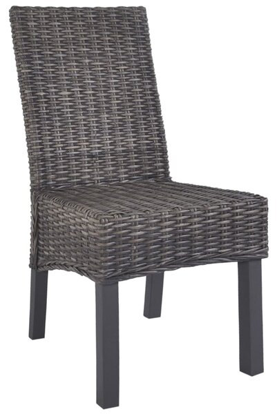 Dining Chairs 4 pcs Brown Kubu Rattan and Mango Wood