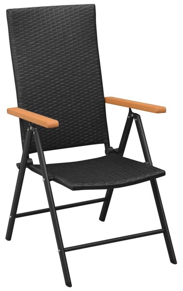 Stackable Garden Chairs 2 pcs Poly Rattan Black