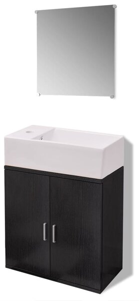 Three Piece Bathroom Furniture and Basin Set Black