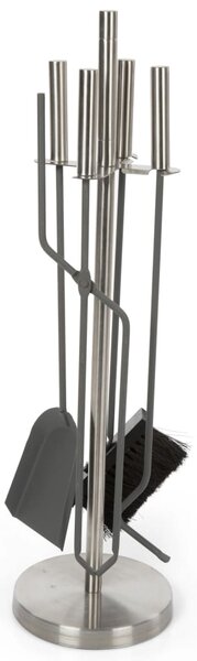 Perel 4 Piece Fireplace Set Stainless Steel