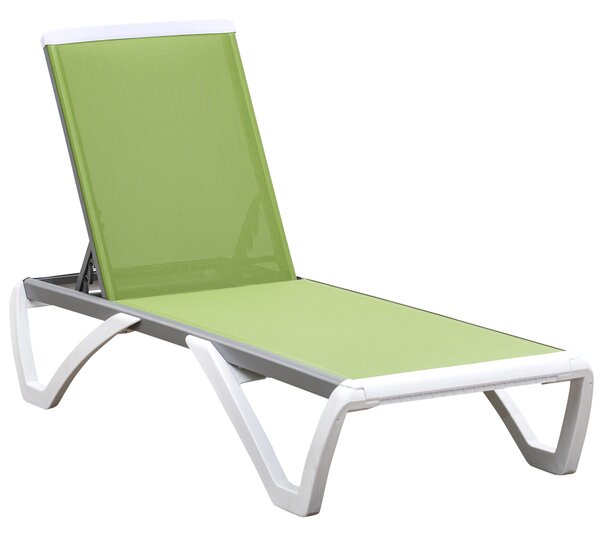 Outsunny Portable Chaise Lounge, Outdoor Sun Lounger with Adjustable Back, Texteline, Green