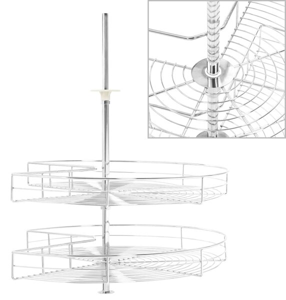 2-Tier Kitchen Wire Basket Silver 270 Degree 71x71x80 cm