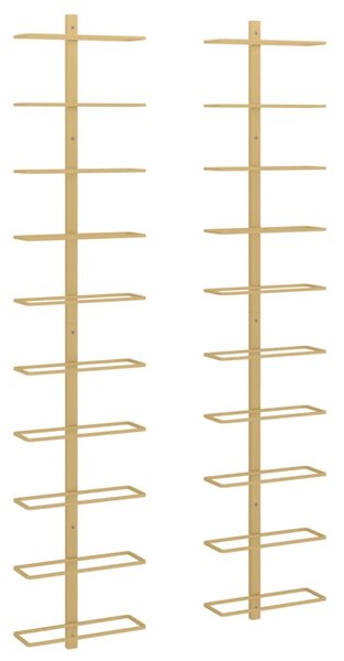 Wall-mounted Wine Rack for 10 Bottles 2 pcs Gold Metal