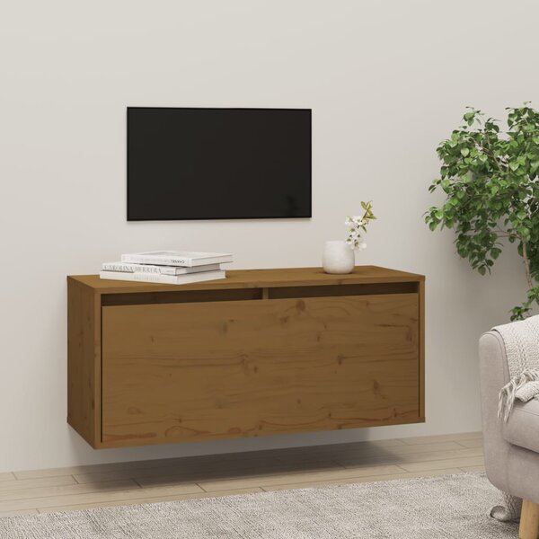 Wall Cabinet Honey Brown 80x30x35 cm Solid Wood Pine