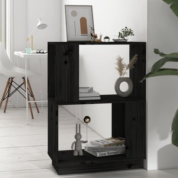 Book Cabinet/Room Divider Black 51x25x70 cm Solid Wood Pine