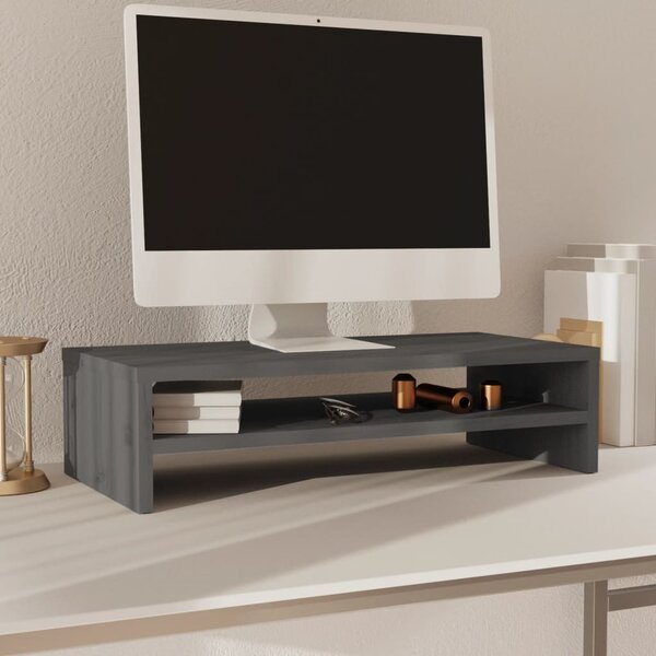 Monitor Stand Grey 50x24x13 cm Solid Wood Pine