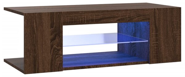 TV Cabinet with LED Lights Brown Oak 90x39x30 cm