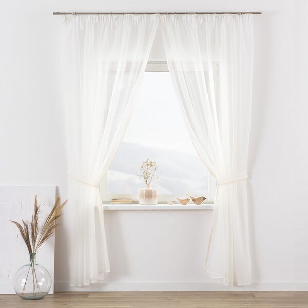 Lily voile net curtains with lace trim - Set of 2