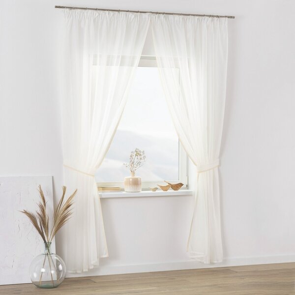 Lily voile net curtains with lace trim - Set of 2