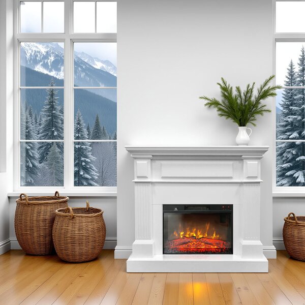 TUX White Electric Fireplace ElectricSun Free Standing Electric Fires, with Sound Effect, 3 Colour, with APP, L110xH102cm