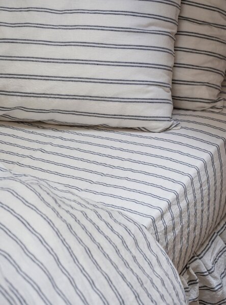 Ivory Kemptown Stripe Linen Blend Fitted Sheet | Single | Piglet in Bed