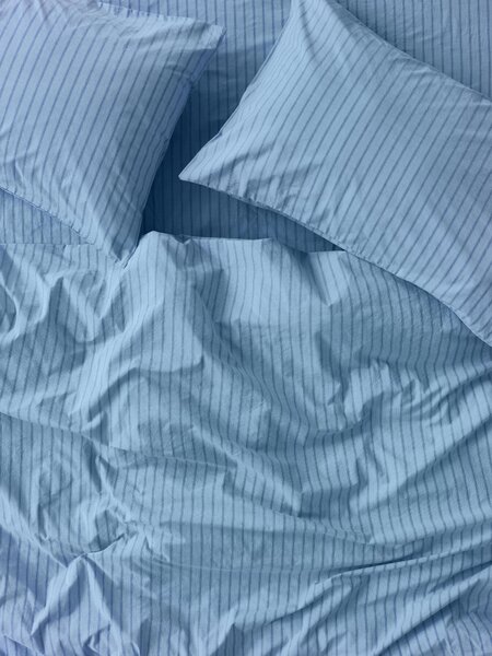 Pale Blue Favourite Shirt Stripe Cotton Duvet Cover | Single | Piglet in Bed