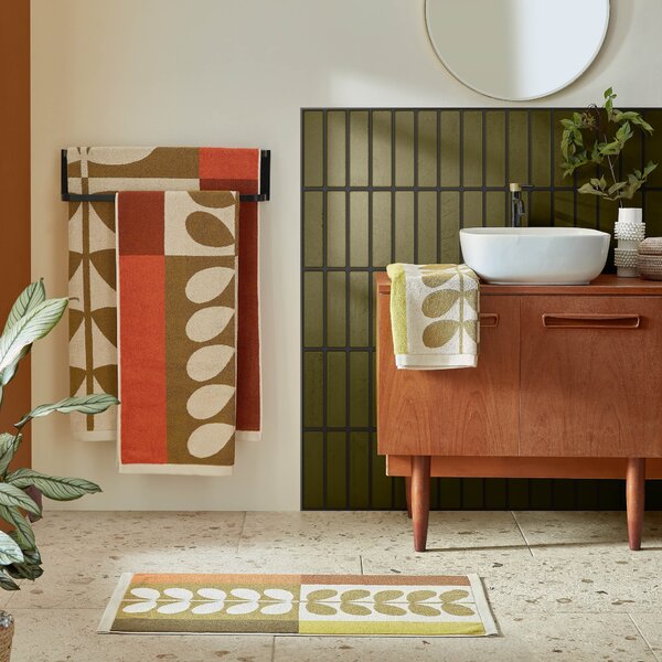 Orla Kiely Stem Check Towel Hazel Ochre
