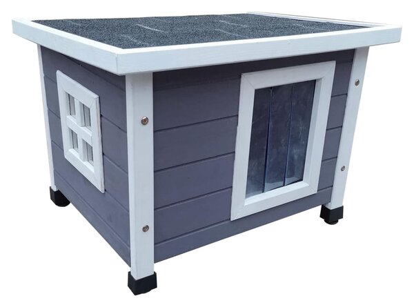 @Pet Cat House Outdoor XL 68.5x54x51.5 cm Grey and White