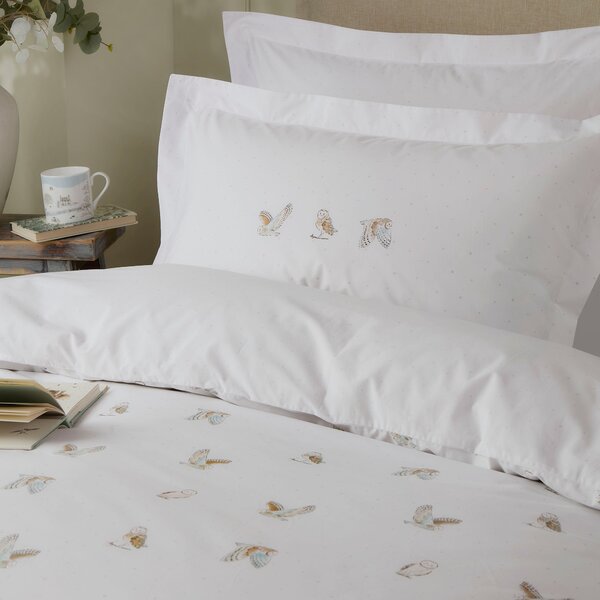 Sophie Allport Snowy Owls Pillowcase Oxford White
