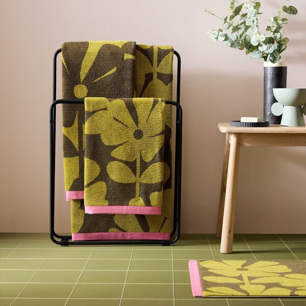 Orla Kiely Wildflower Towel Yellow Ochre