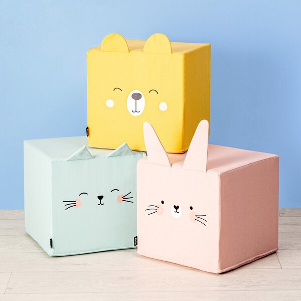 Rainbow Rabbit cube pouf