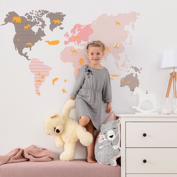 World Map pink sticker